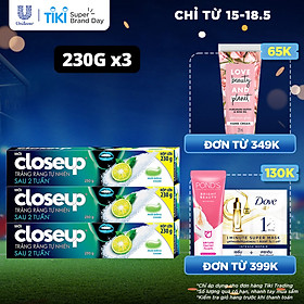 Combo 3 Kem Đánh Răng Closeup Giúp Làm Trắng Răng Tự Nhiên Sau 2 Tuần Với Chiết Xuất Chanh Và Muối Biển 230G/Tuýp