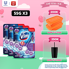 Combo Viên tẩy bồn cầu 55G x 3 VIM Power 5 hương Oải hương Sạch Khuẩn Thơm