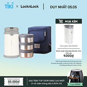 Bộ Hộp Cơm Giữ Nhiệt Lock&Lock Easy Carry 2L LHC8039WHT Có Túi (1 Hộp 720ml, 2 Hộp 420ml Kèm 1 Bộ Muỗng Và Nĩa) Màu