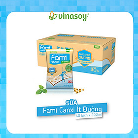 Thùng Sữa đậu nành Fami Canxi ít đường 200ml x 40 bịch