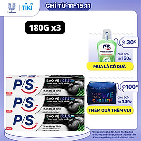 Combo 3 Kem Đánh Răng P S Bảo vệ 123 Than Hoạt Tính 230g