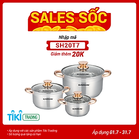 Bộ Nồi 5 Đáy Cao Cấp Núm Vàng Sunhouse SH781