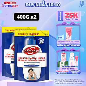 Combo 2 Nước rửa tay Lifebuoy sữa dưỡng ẩm túi 400g