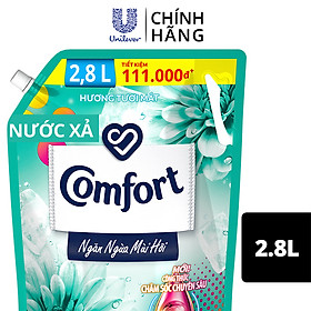Nước Xả Vải Comfort Giữ Màu & Bền Vải Ngăn Ngừa Mùi Hôi, Một Lần Xả Hương Tươi Mát túi 2.8L