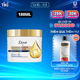 Kem ủ Dove Keratin Phục Hồi Hư Tổn Cao Cấp 180ml