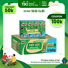 Thùng 48 Hộp Sữa Nestlé Milo Ít Đường (180ml/ Hộp) | Tiki