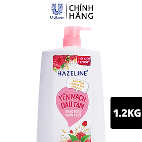 SỮA TẮM DƯỠNG THỂ THIÊN NHIÊN TRẮNG SÁNG DA HAZELINE YẾN MẠCH DÂU TẰM DƯỠNG ẨM 1.2KG