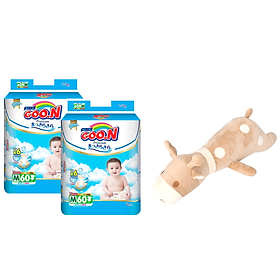 Combo 2 bịch tã dán Goo.N Premium gói cực đại M60 (60miếng) + Tặng 1 thú bông con hươu