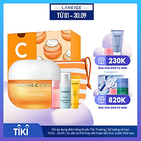 Kem dưỡng trắng da làm mờ đốm nâu LANEIGE Radian-C 50ml + Bộ sản phẩm dưỡng da kèm túi đựng mỹ phẩm LANEIGE