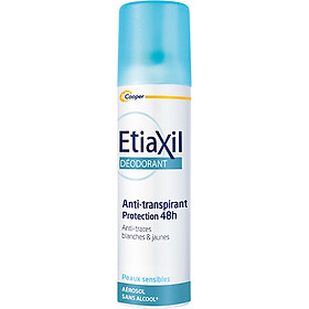 Xịt Khử Mùi Hàng Ngày Etiaxil Déodorant Anti-Transpirant 48h Anti-Traces Blanches & Jaunes 150ml (Dạng Xịt Phun Sương)