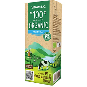 Thùng 48 Hộp Sữa Tươi Tiệt Trùng Vinamilk 100% Organic Không Đường (180ml)