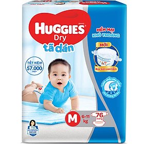 Tã Dán Huggies Dry Gói Cực Đại M76 (76 Miếng) - Bao Bì Mới