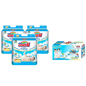 Combo 3 bịch tã dán Goo.N Premium gói cực đại size S 64 miếng + Tặng 1 bộ đồ chơi mô hình máy bay