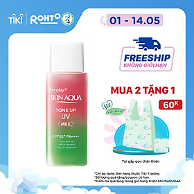 Sữa Chống Nắng Nâng Tông Dành Cho Da Dầu/Hỗn Hợp Sunplay Skin Aqua Tone Up UV Milk Happiness Aura (Rose) (Cho Da Sáng Hồng, Khuyết Điểm Xanh) (50g)