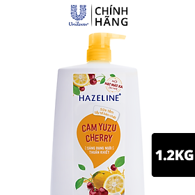 SỮA TẮM DƯỠNG THỂ THIÊN NHIÊN TRẮNG SÁNG DA TẨY TẾ BÀO CHẾT SẠCH SÂU HAZELINE CAM YUZU CHERRY 1.2KG