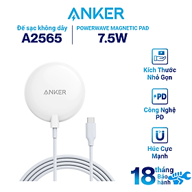 Mua Đế Sạc Không Dây Từ Tính ANKER PowerWave Magnetic Pad 7.5W A2565 Kiểm Soát Nhiệt Độ  Chắn Xạ  Nhận Sạc Type-C - Hàng Chính Hãng