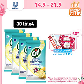 Combo 4 Khăn Ứớt Lau Vật Dụng Cif Siêu Nhanh