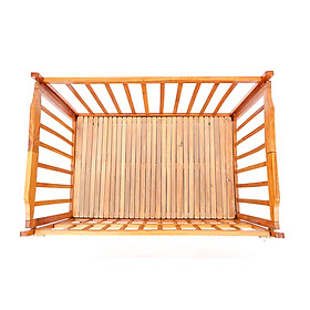 Cũi em bé bằng gỗ đã qua hấp sấy, cũi gỗ với các nan bo tròn cạnh cùng với 4 bánh xe có khóa an toàn cho bé yêu – giá xưởng