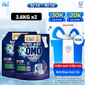 Chuỗi cửa hàng Mẹ & Bé 18 Combo 2 túi nước giặt OMO Matic chuyên dụng Cửa Trước Lavender Khử Mùi Thư Thái 3.6kg