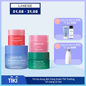 Combo 4 mặt nạ giúp tẩy tế bào chết và làm căng mịn da Laneige Mini Mask Collection