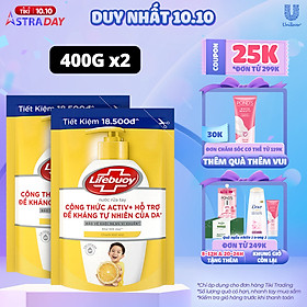 Combo 2 Nước rửa tay Lifebuoy chanh khử mùi túi 400g