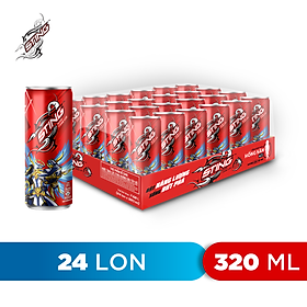 Thùng 24 Lon Nước Tăng Lực Sting Dâu 320ml Lon