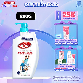 Sữa Tắm Lifebuoy Sạch Khuẩn Bảo Vệ Khỏi 99.9% Vi Khuẩn Gây Bệnh Tạo Cảm Giác Mát Lạnh Sảng Khoái Trên Da Chai 800G