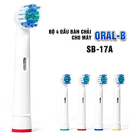 Cho máy Braun Oral B, SB-17A Daily Bộ 4 đầu bàn chải đánh răng điện thay thế, Phá tan mọi mảng bám, cho răng sáng bóng