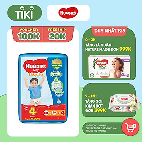 Tã Quần Huggies Dry Tràm Trà Tự Nhiên Gói Trung XXL30 + Tặng 4 miếng