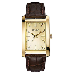 Đồng Hồ Nam Kính Cường Lực Dây Da BULOVA 97A112 - Mặt Vàng (46mm x 29.5mm)
