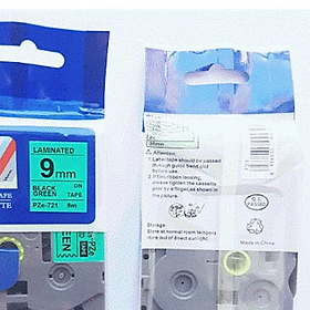 Mua Nhãn in   Khổ rộng 9mm  chữ đen nền xanh lá nhãn in đa lớp  bám dính cao  chống trầy xước.