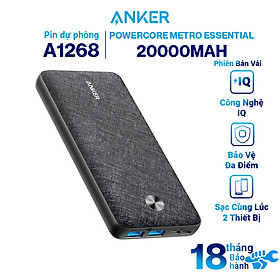 Pin sạc dự phòng ANKER PowerCore Metro Essential 20000 Hỗ Trợ Cổng Type-C In - A1268 - Hàng Chính Hãng