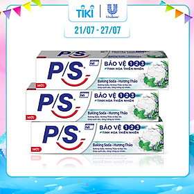 Combo 3 Kem đánh răng P/S Bảo Vệ 123 Baking Soda - Hương Thảo 230g giúp làm trắng răng tự nhiên