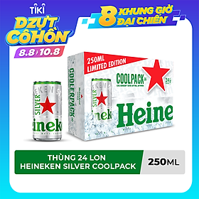 Thùng 24 lon bia Heineken Silver Coolpack 250ml/lon
