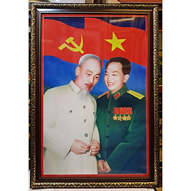 Tranh in dầu cao cấp Bác Hồ & Đại tướng Võ Nguyên Giáp