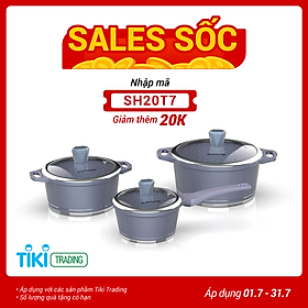 Bộ Nồi Quánh Vân Đá Đáy Từ Sunhouse SHG2003MMA - Xanh