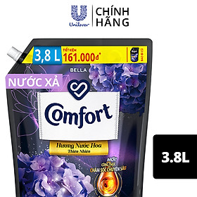 Nước Xả Làm Mềm Vải Comfort Chăm Sóc Chuyên Sâu Hương Nước Hoa Thiên Nhiên Bella Túi 3.8L