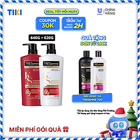 Combo Dầu Gội, Dầu Xả TRESEMME Keratin Smooth Dưỡng tóc khô xơ rối Công thức chuẩn salon Hydrolyzed Keratin trong Dầu Gội và dầu Xả dưỡng Tóc Vào Nếp Suôn Mượt 640g, 620g