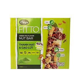 Bánh Ăn Sáng Ngũ Cốc Gạo Lứt Và Các Loại Hạt Điều Đậu Phộng Mè – FITTO Green Tea Bar 210gr (Hộp 6 thanh hạt)
