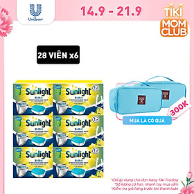 Combo 6 Hộp Viên Rửa Chén Bát Sunlight 5 trong 1 Dành Cho Máy Rửa Chén Bát (28 viên/hộp)