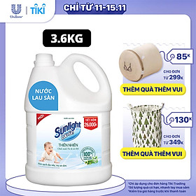 Chai Nước Lau Sàn 3.6 KG Sunlight Sạch Dịu Nhẹ - Mẹ An Tâm Chiết Xuất Tre & Lô Hội Thành Phần Làm Sạch 100% Nguồn Gốc Thiên Nhiên