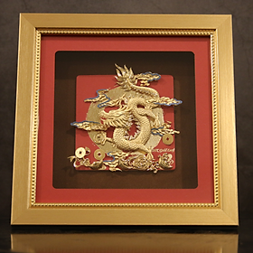 Mua Tranh Rồng Kim Long dát vàng 24K 24x24cm - Quà tặng Sếp nam