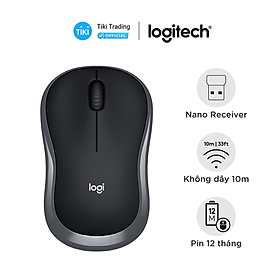 Chuột không dây Logitech B175 - đầu thu USB 2.4Ghz, pin 1 năm, nhỏ gọn, thiết kế thuận cả 2 tay, phù hợp PC/ Laptop - Hàng chính hãng