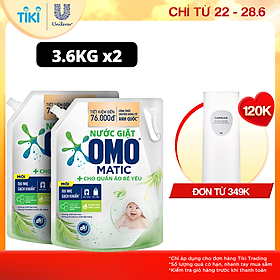 Combo 2 túi nước giặt OMO Matic cho máy giặt cửa trên giúp quần áo sạch