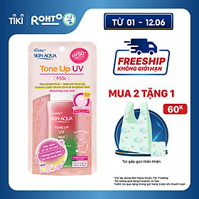 Sữa Chống Nắng Nâng Tông Dành Cho Da Dầu/Hỗn Hợp Sunplay Skin Aqua Tone Up UV Milk Happiness Aura (Rose) (Cho Da Sáng Hồng, Khuyết Điểm Xanh) (50g)