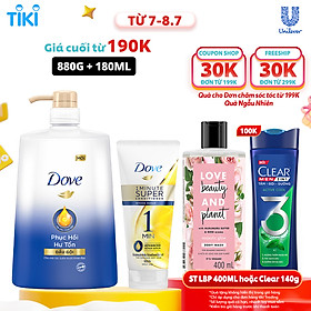 Combo Dầu gội và Kem xả DOVE Dưỡng ẩm dưỡng tóc khỏe đẹp 880g, 180ml