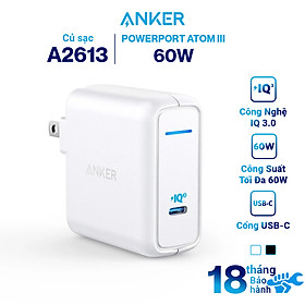 Adapter Sạc 1 Cổng USB Type-C Anker PowerPort Atom III 60W – A2613 – Hàng Chính Hãng giá chỉ 900000 VND