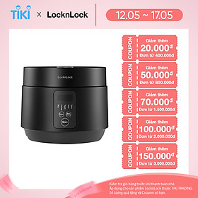 Nồi cơm điện Locknlock EJR346BLK (Giữ ấm 24h - 5 chế độ nấu - lòng nồi chống dính) 220V, 50HZ, 500W, 1.2L - Black - Hàng chính hãng