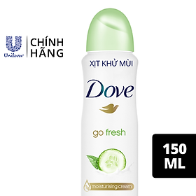 Xịt Khử Mùi Dove Go Fresh Dưỡng Da Sáng Mịn - Dưa Leo & Trà Xanh (150ml)