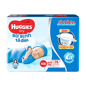 Hình ảnh Tã dán sơ sinh Huggies Newborn NB74 - 74 miếng (dưới 5 kg) [Tặng khăn ướt 64 tờ